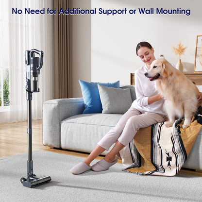 MIUZZY M243 Lightweight Cordless Vacuum Cleaner, 30KPa Powerful Suction, 50 Mins Max Runtime, Rechargeable Vacuum with Self-Standing Design, for Home, Pet Hair, Hard Floors, Carpets, Cars