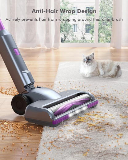 MIUZZY M245 Cordless Vacuum Cleaner, 190AW Powerful Suction, 60 Mins Max Runtime, 4000mAh Large Batteries, Anti Hair Wrap Stick Vacuum, Vacuum Cleaner for Home, Pet Hair, Hard Floors and Carpets, Cars