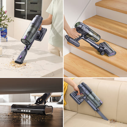 MIUZZY M242 Cordless Vacuum Cleaner, 25Kpa Brushless Vacuum Cleaner with Touch Screen, Up to 50 Mins Runtime, Lightweight Vacuum for Carpet, Home Hardwood Floor and Pet Hair